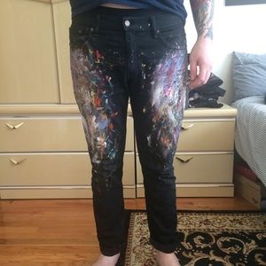 Ink-stained Black Levi Jeans